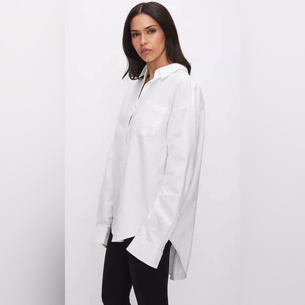 Good American White Oversized Button-Down Shirt